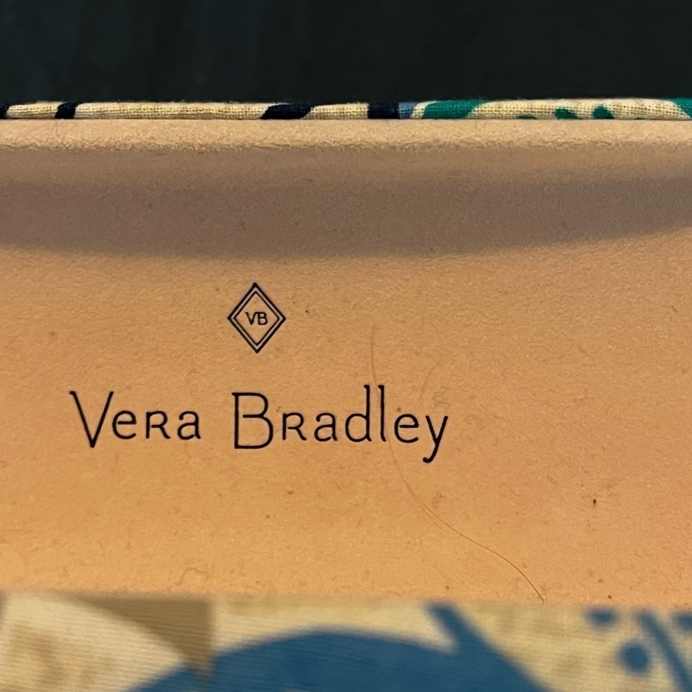 Vera Bradley Eyeglass Sunglass Hard Case Hinged Santiago Leaf Print Blue Tan - Picture 7 of 11
